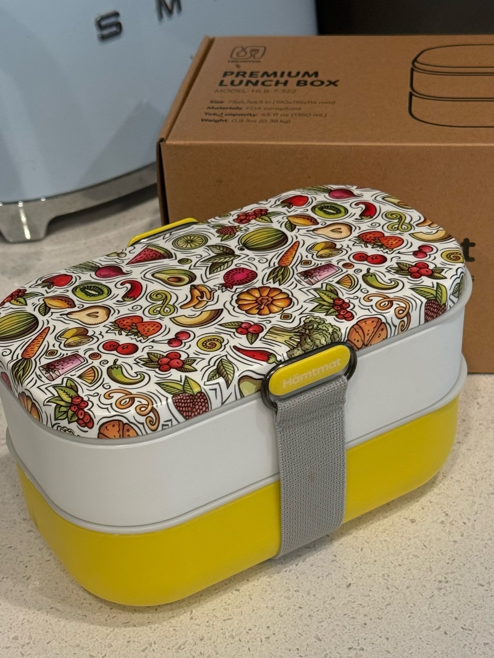 Yellow & White Decorative Bento Lunch Box